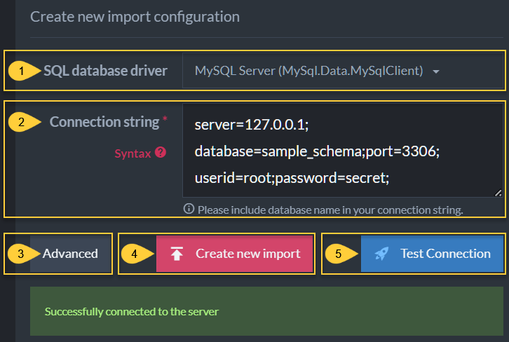 Create New Import Configuration