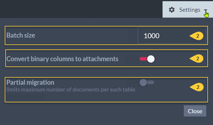 Migration Settings