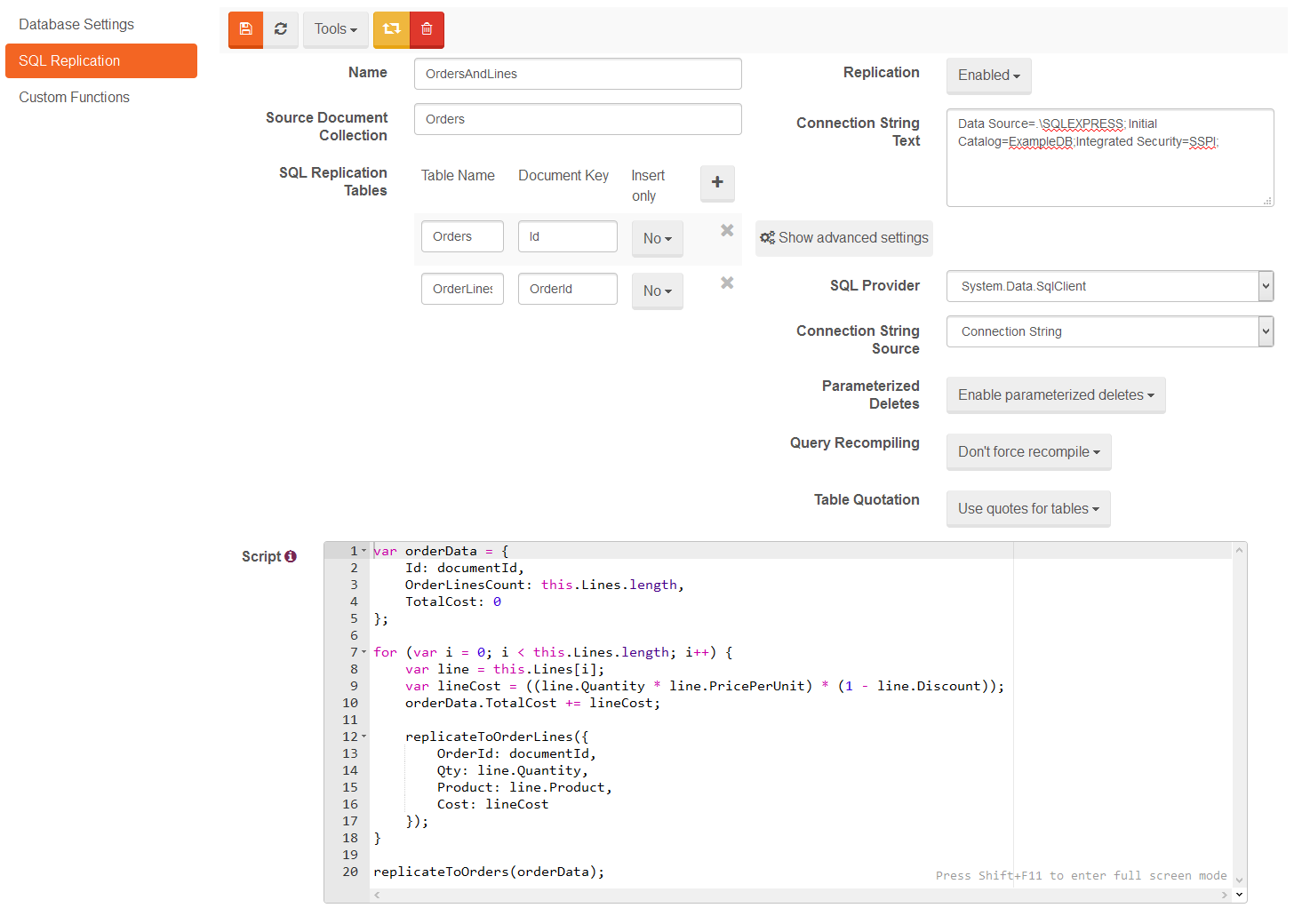 Figure 1: How to setup SQL Replication using Studio?