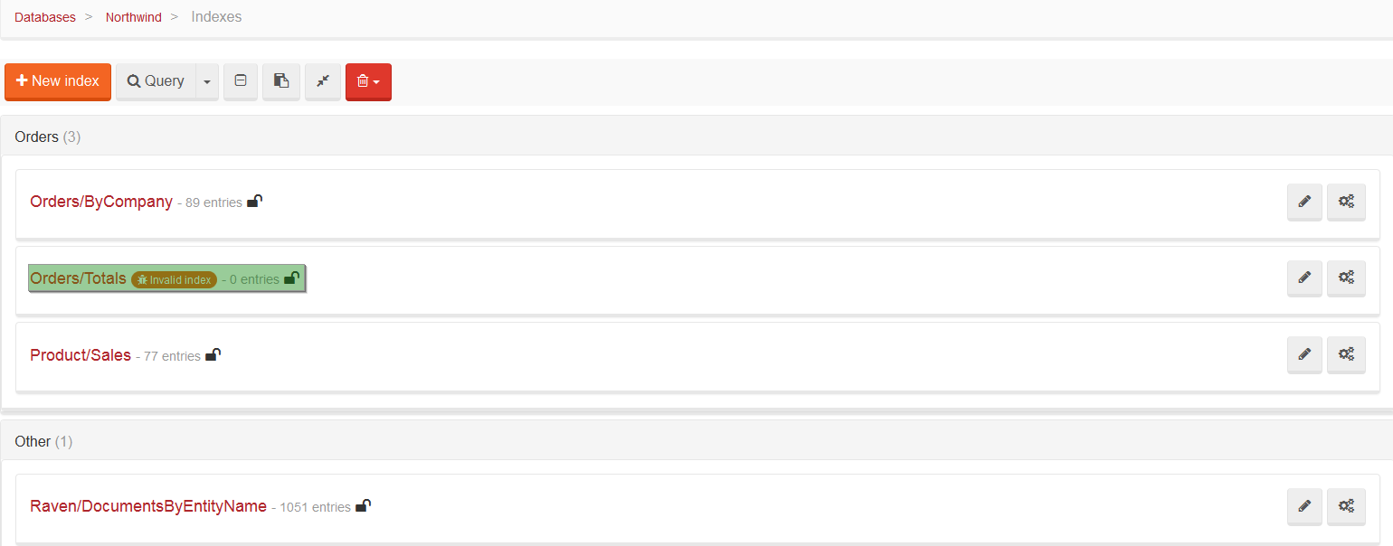 Figure 3. Studio. Status. Index Errors. Invalid indexes.
