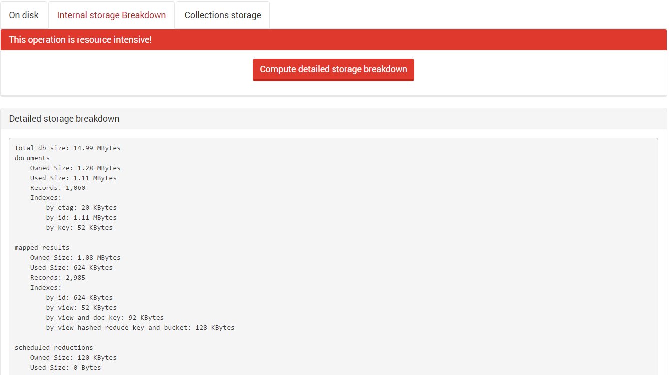Figure 2. Studio. Status. Storage. Internal storage breakdown.