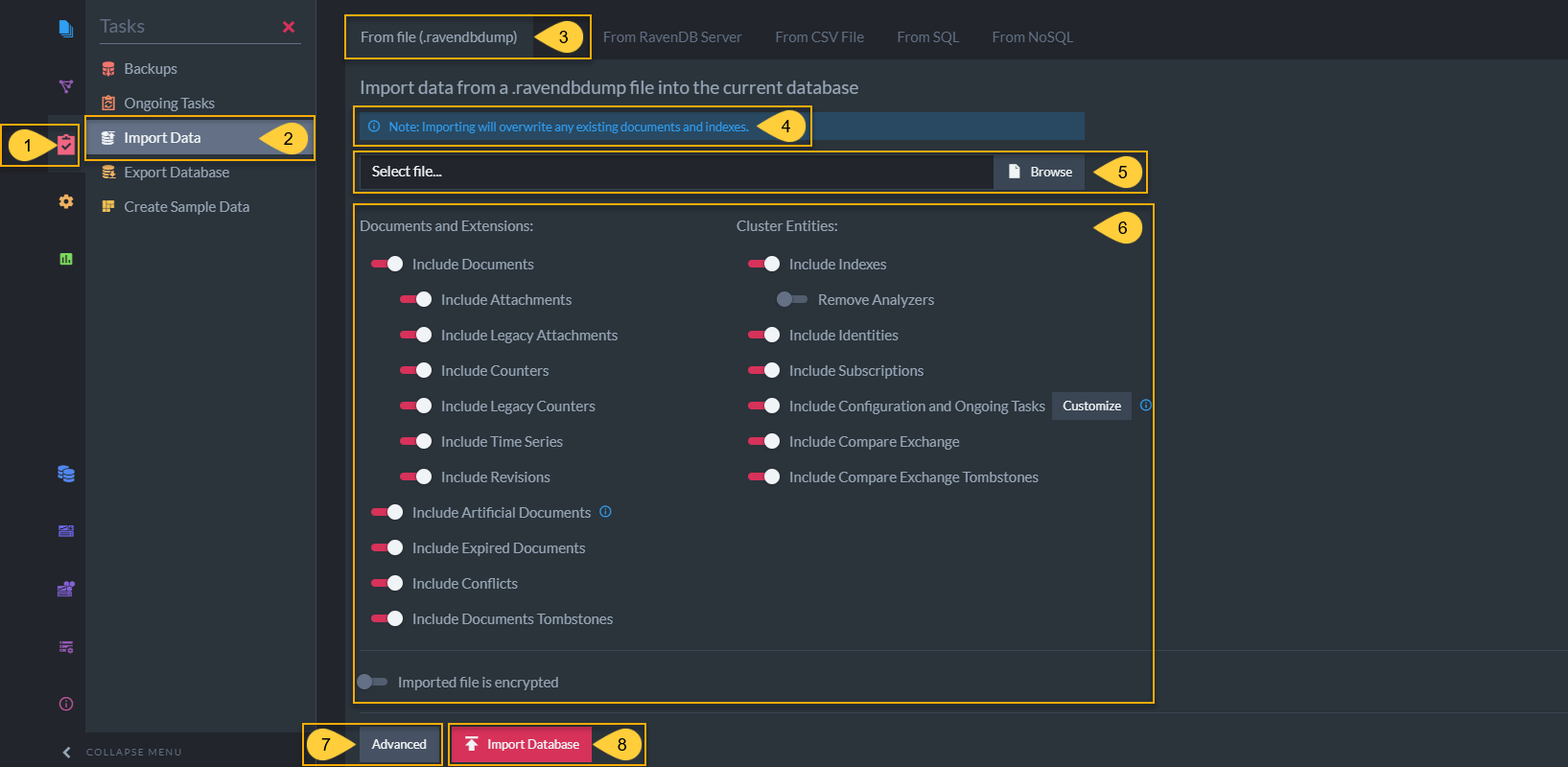 Figure 1. Importing Database From File 