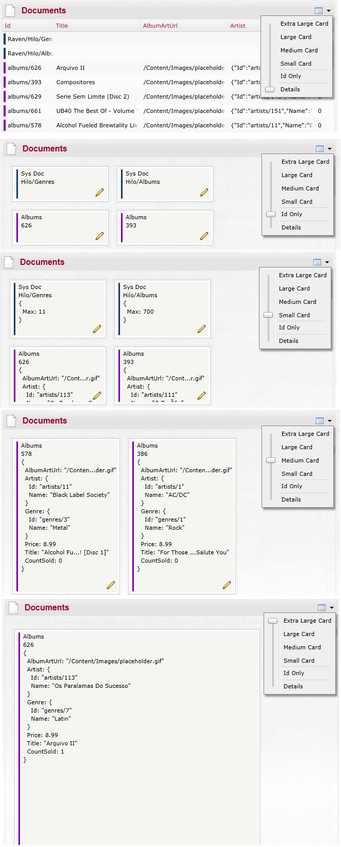 Figure 2: Changing the size of the document preview in listing