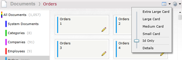 Figure 2.1: Changing the size of the document preview in listing