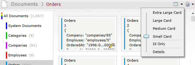 Figure 2.2: Changing the size of the document preview in listing