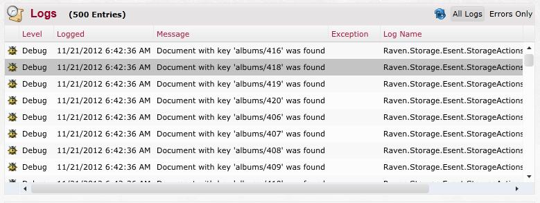 Figure 1: The Logs Page