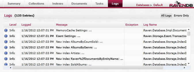 Figure 1: The Logs Page