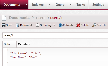 Figure 7: Create users/1 document on master server
