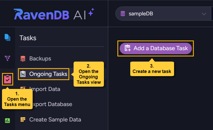 Open the Ongoing Tasks view