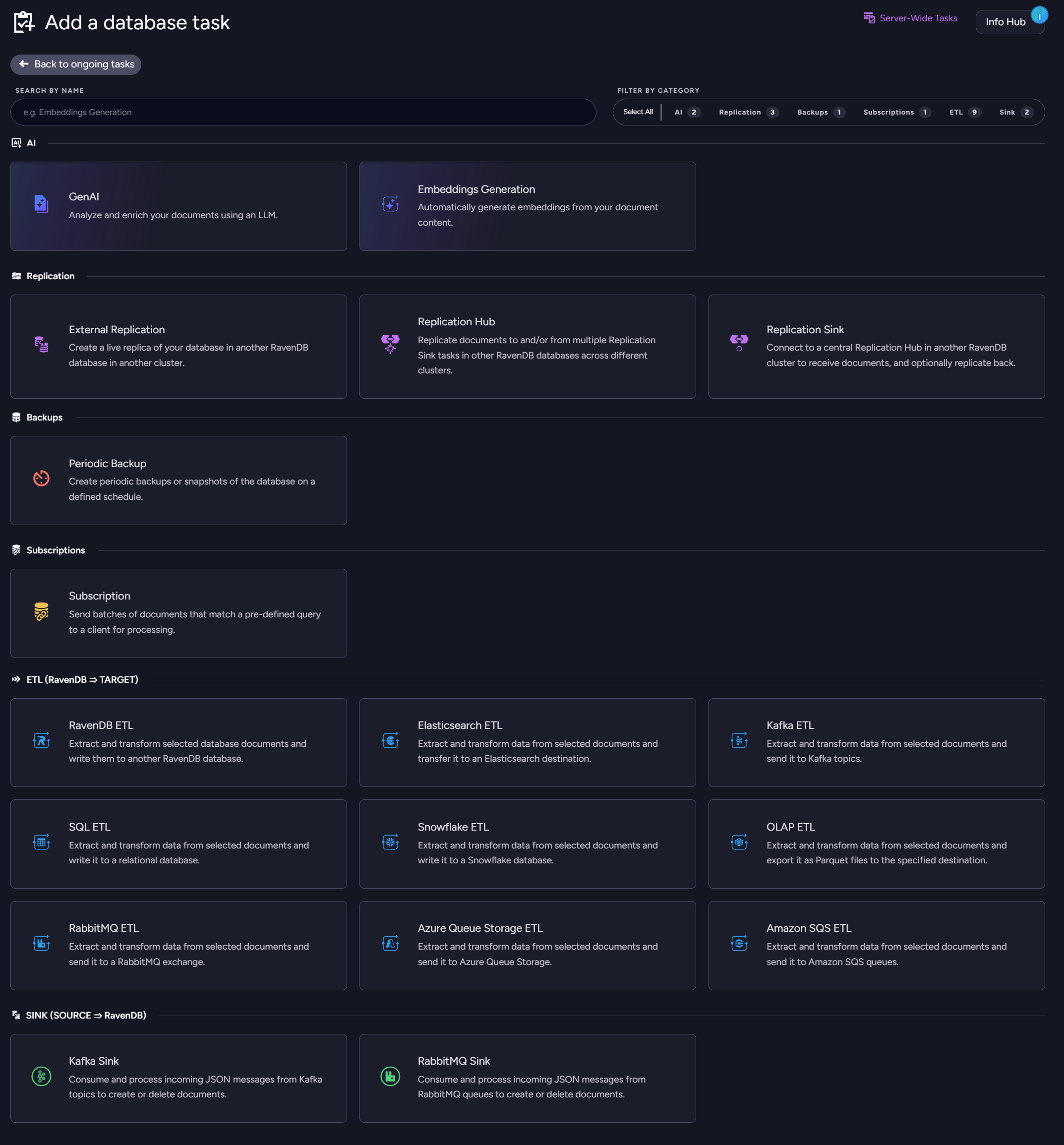 Available task types