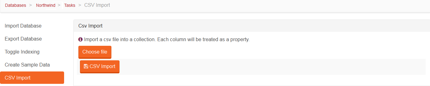 Figure 2. Tasks. CSV Import Tab. Import Data.