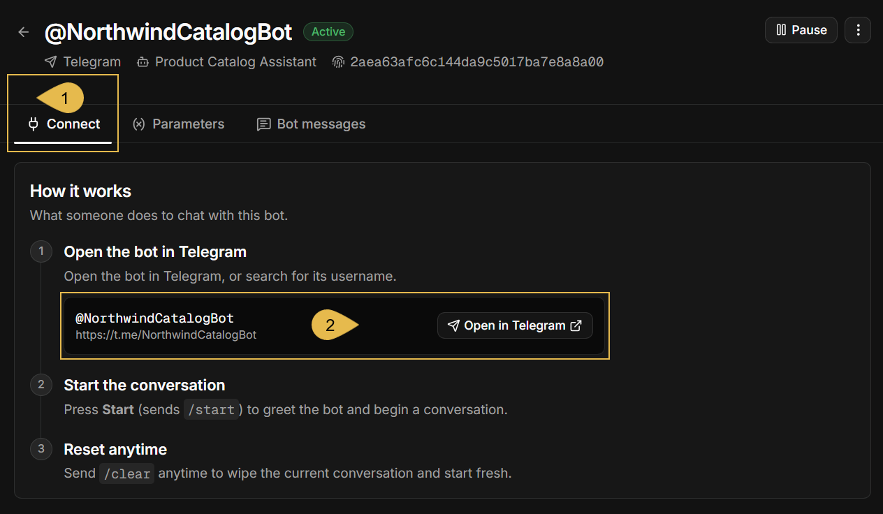 The Connect tab