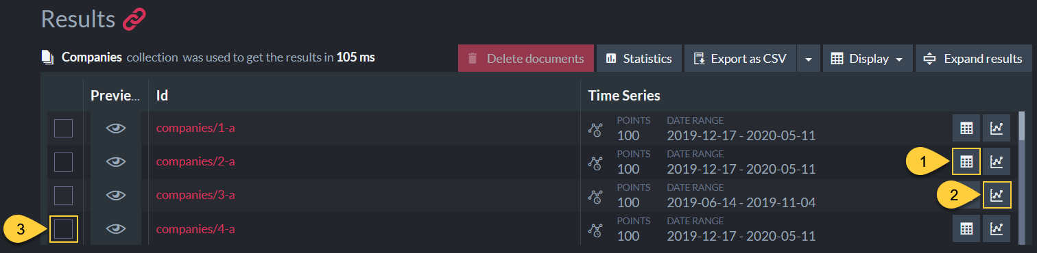 Time Series Query - Actions