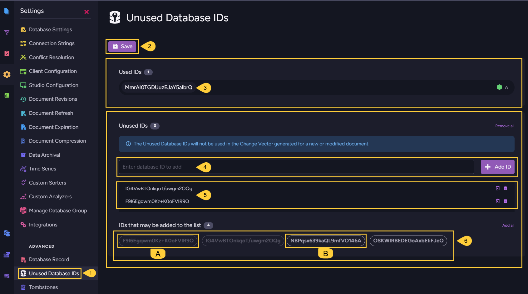 Unused Database IDs List