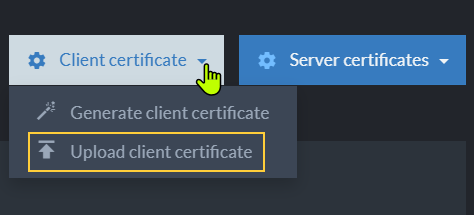 Upload client certificate