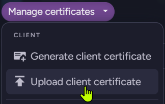 Upload client certificate