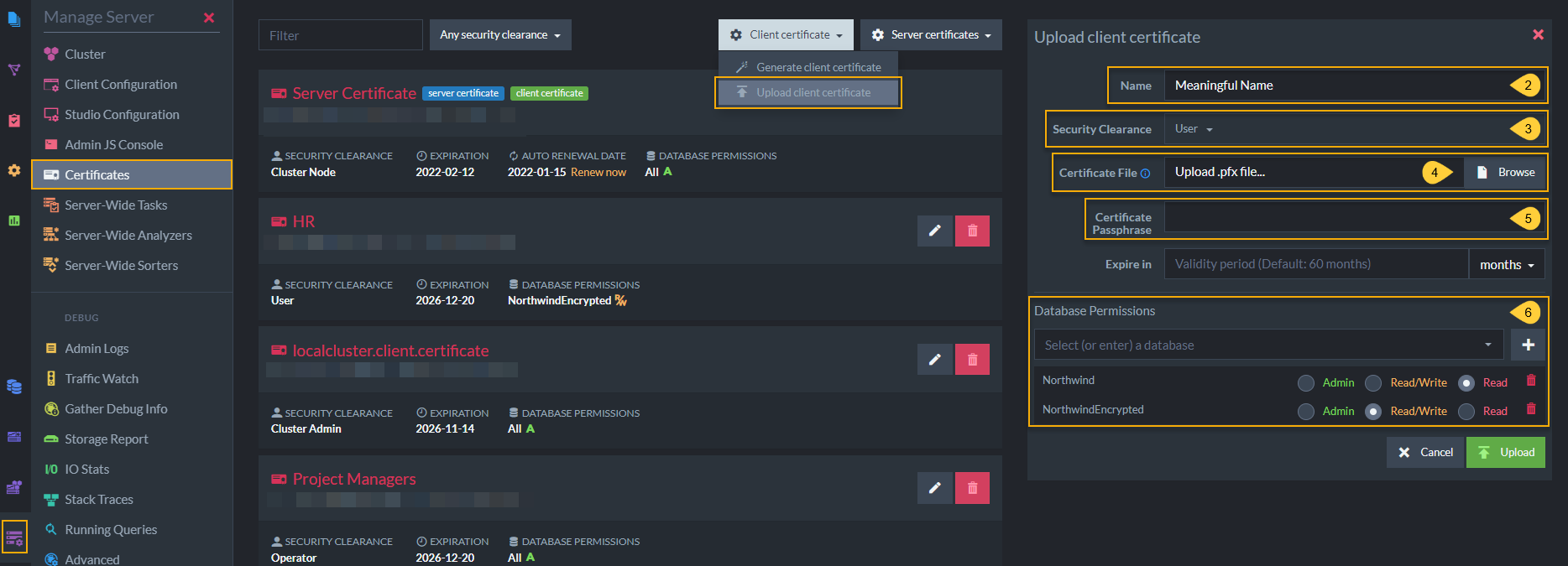 Figure 4. Upload Existing Certificate