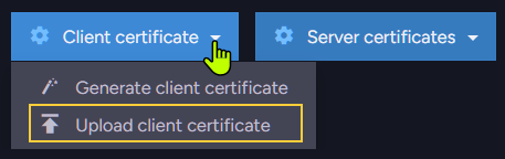 Upload client certificate