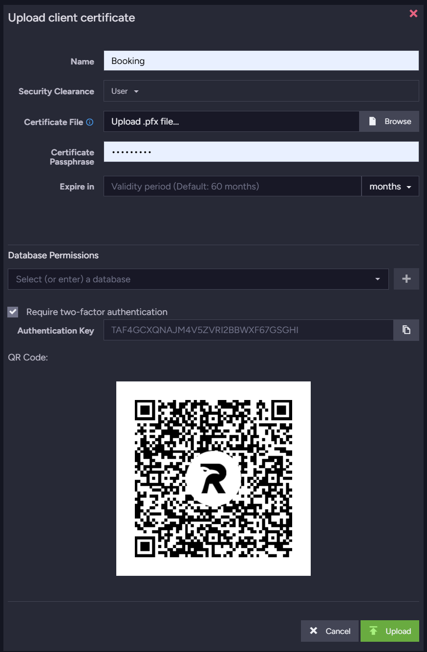 Modify uploaded certificate settings