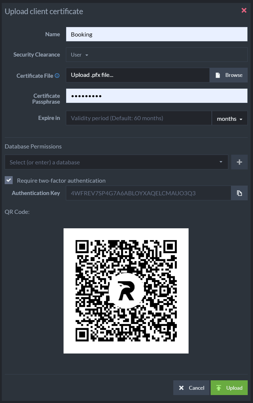Modify uploaded certificate settings