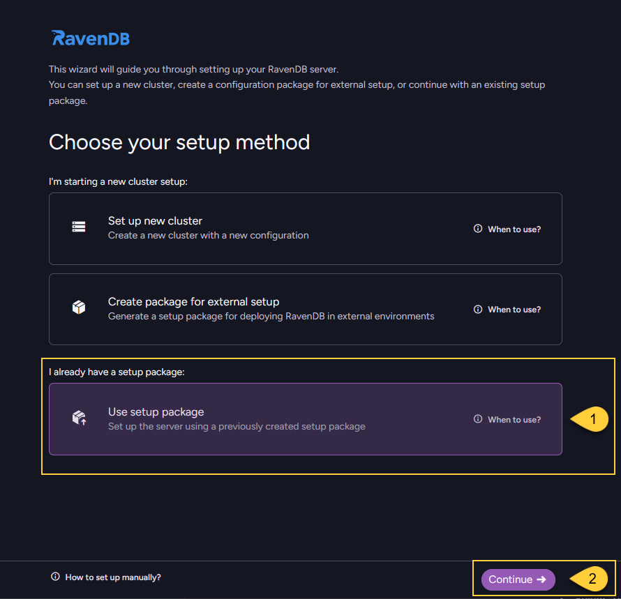 Use setup package method