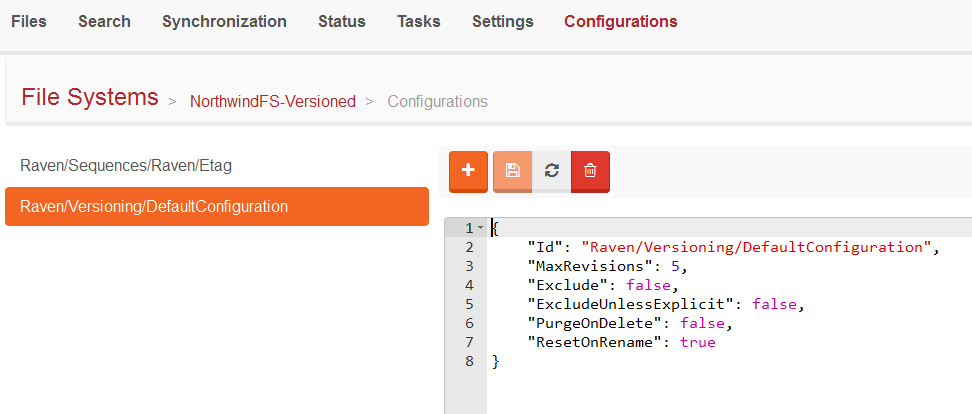 Figure 3. Studio. Versioning. Default configuration.
