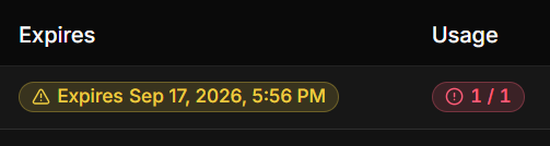 A link that reached its chat limit