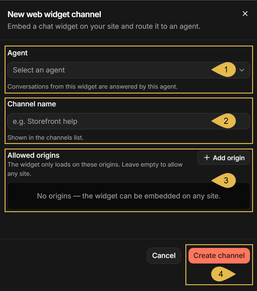 New web widget channel